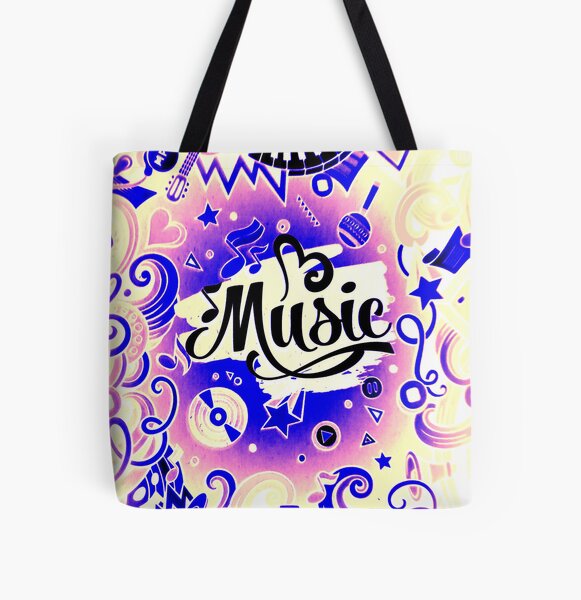 Tote Bag - Music Design in Yellow - Music Bag