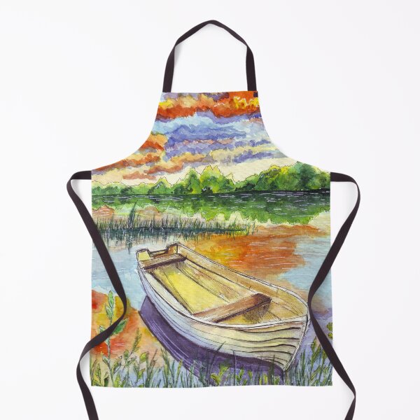Item preview, A lone boat by the vibrant sunset designed and sold by Wolshebnaja.