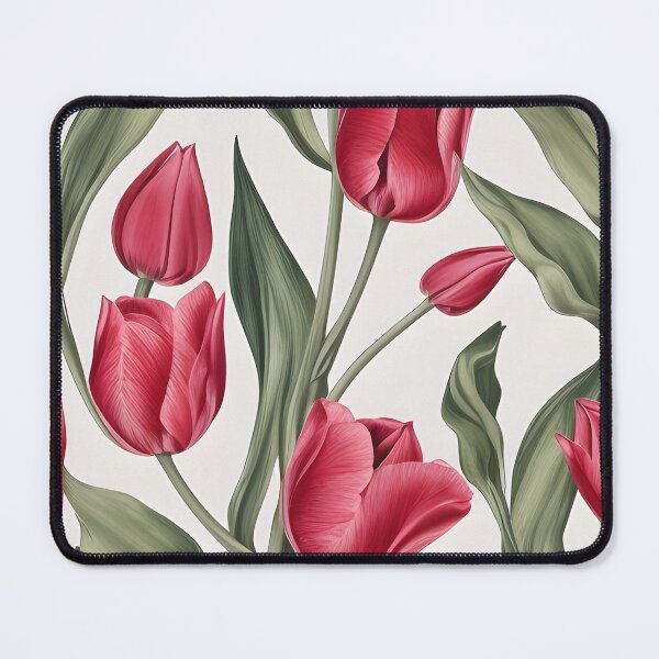Item preview, Pink tulips and leaves pattern,vintage botanicals designed and sold by Edith Leyster.