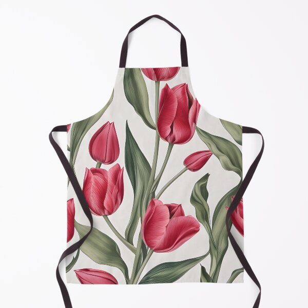 Artikelvorschau, Rosa Tulpen- und Blattmuster, Vintage-Pflanzenstoffe entworfen und verkauft von Edith Leyster.