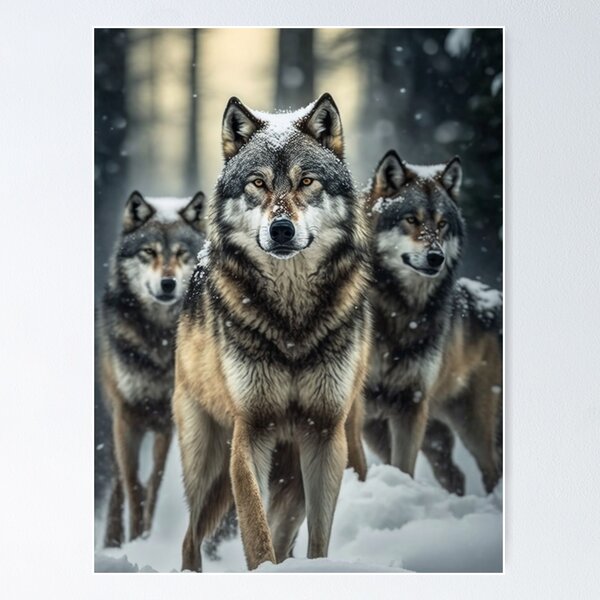 Item preview, Wolf Pack in Snow - Stunning Wildlife Image designed and sold by domo85.