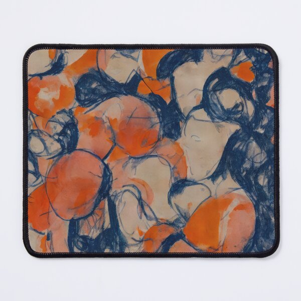 Item preview, Oranges and Blue Lined Figures on Cream Background designed and sold by bryanchvzz.
