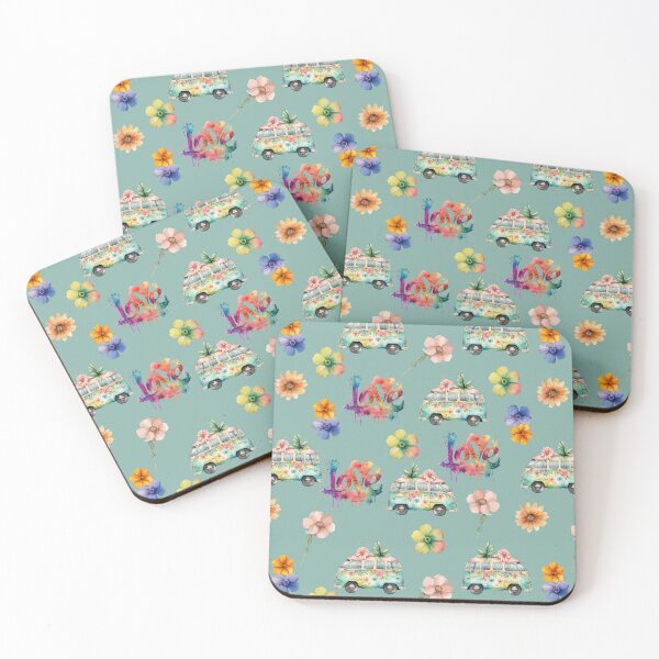 Item preview, Retro Van and Flowers Seamless Pattern designed and sold by PBJArt.