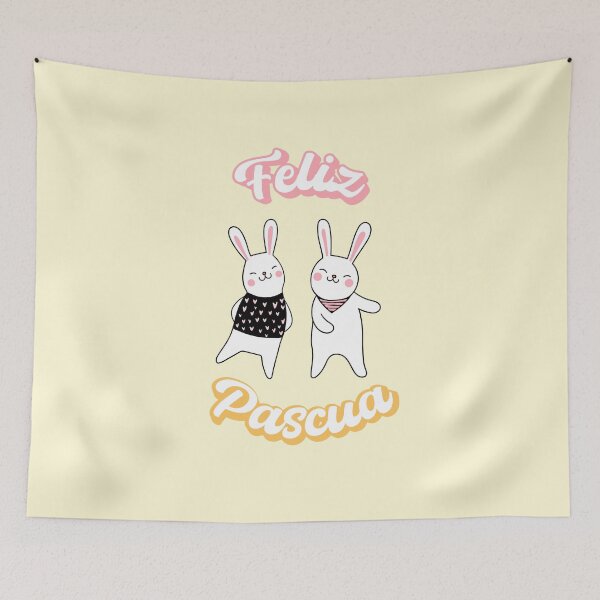 Item preview, Feliz Pascua Happy Easter Spanish text - dancing bunnies - lady bunny - easter for kids designed and sold by ALLURE-minimal.