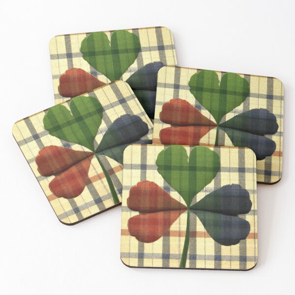 Item preview, 3 Leaf Clover with plaid fabric background (AI Generated Art) designed and sold by Cowboy Folly.