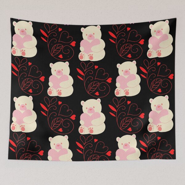 Item preview, Teddy Bear Love and Pink Love Hearts designed and sold by universegrace.
