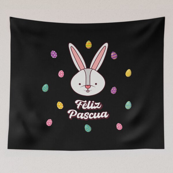 Item preview, Feliz Pascua Happy Easter Spanish text - easter bunny and easter eggs designed and sold by ALLURE-minimal.
