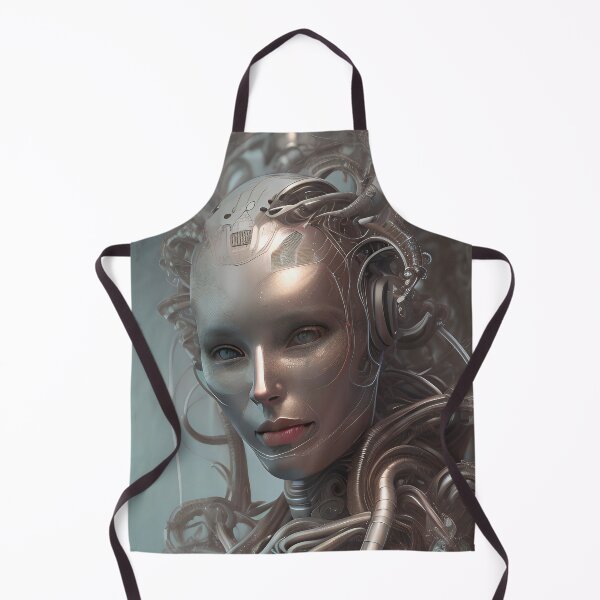 Aperçu de l'œuvre Cyberpunk Cyborg, beau visage d'un hybride cyborg-humain. Visage de l'IA créée et vendue par ArtCreator2023.