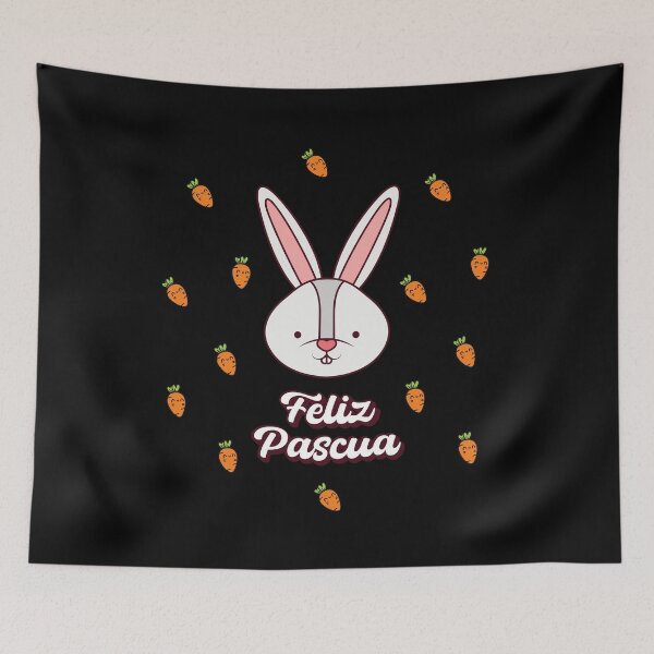 Item preview, Feliz Pascua Happy Easter Spanish text - easter bunny and carrots designed and sold by ALLURE-minimal.