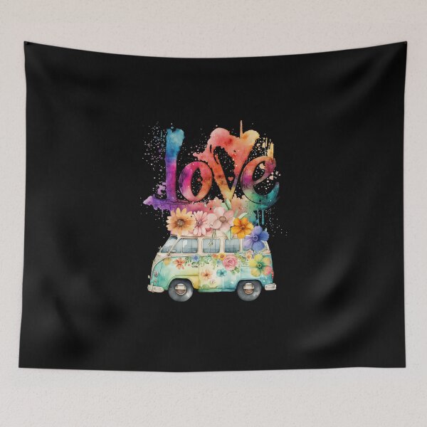 Item preview, Retro Love Floral Van designed and sold by PBJArt.