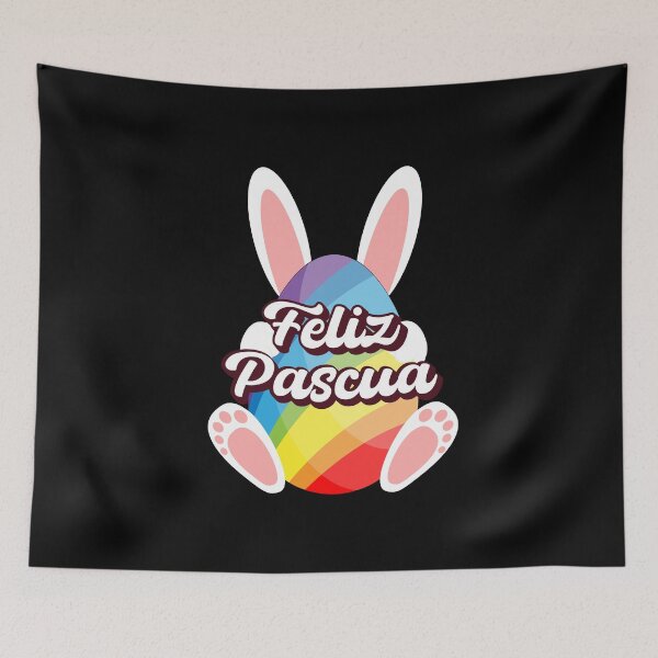 Item preview, Feliz Pascua Happy Easter Spanish text - easter bunny rainbow egg designed and sold by ALLURE-minimal.