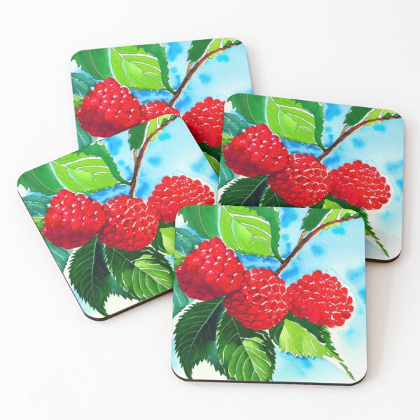 Item preview, Red Rasperries on Branch with Leaves designed and sold by kiliteh.