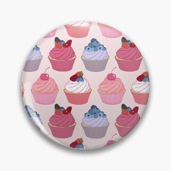 Artikelvorschau, Cupcake-Muster | Kirsch-, Erdbeer-, Blaubeer- und Himbeer-Cupcakes auf Rosa entworfen und verkauft von Lindsay Marie Patterns.