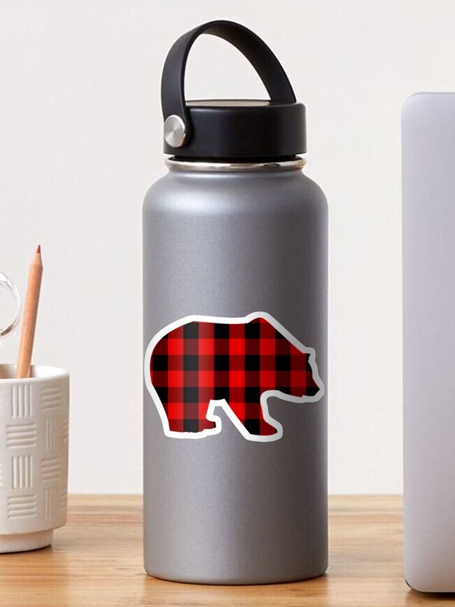 Download Red Buffalo Plaid Bear Sticker By Grayfoxshirts Redbubble