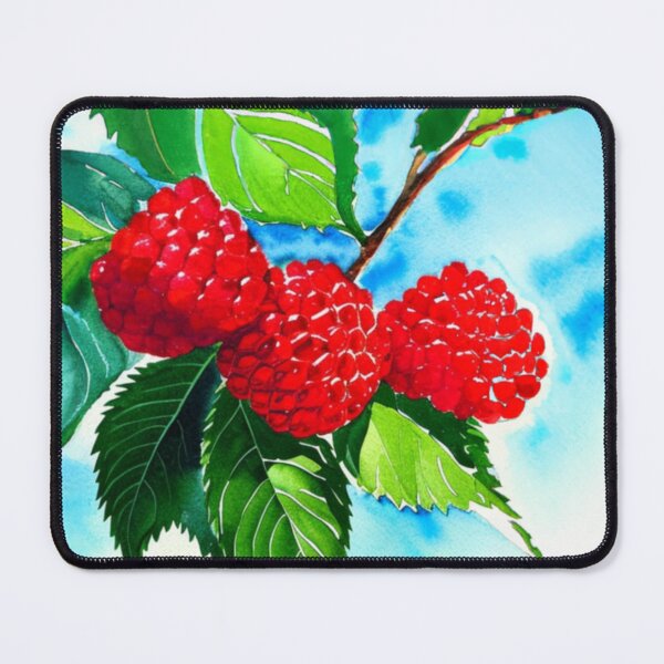 Item preview, Red Rasperries on Branch with Leaves designed and sold by kiliteh.