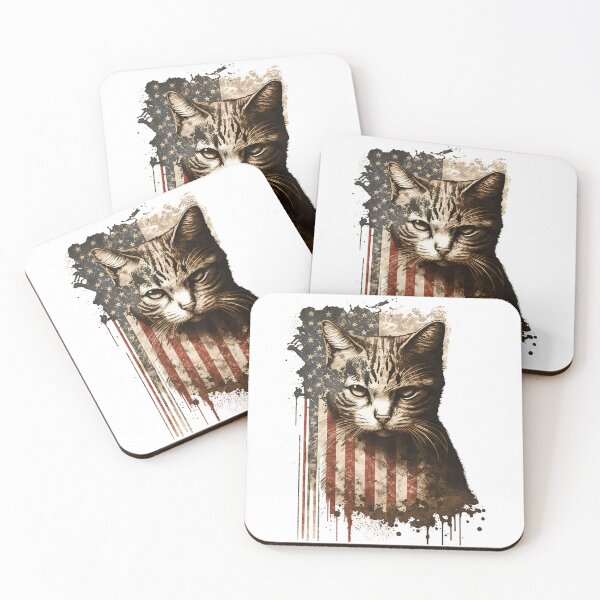 Item preview, Cat Distressed American Flag designed and sold by franktact.