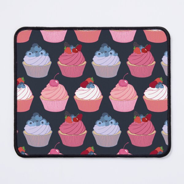 Item preview, Cupcake pattern | Cherry, Strawberry, Blueberry and Raspberry Fancy Cupcakes on Dark Aesthetic designed and sold by Lindsay Marie Patterns.