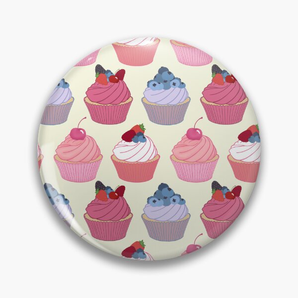 Artikelvorschau, Cupcake-Muster | Kirsch-, Erdbeer-, Blaubeer- und Himbeer-Cupcakes auf Sahne entworfen und verkauft von Lindsay Marie Patterns.
