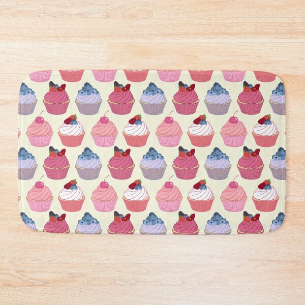 Item preview, Cupcake pattern | Cherry, Strawberry, Blueberry and Raspberry Fancy Cupcakes on Cream designed and sold by Lindsay Marie Patterns.
