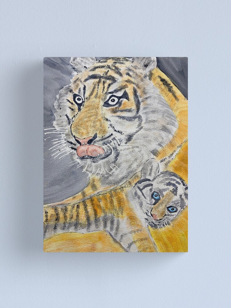 Mother Tiger - Cub Solid-Faced Canvas Print