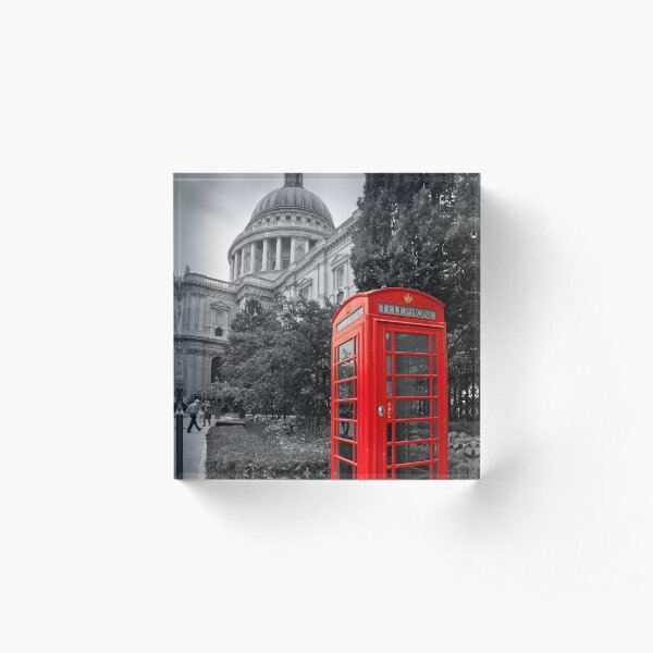 St Pauls Cathedral and the red telephone box Acrylic Block