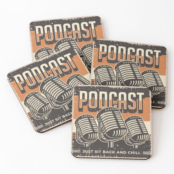 Item preview, Podcast - 3 Retro Microphones - Just Sit Back and Chill - Promotional Poster designed and sold by WigOutlet.