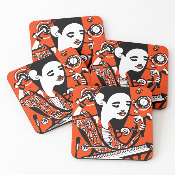 Item preview, "Melodious Warrior: A Woman in a Black and Red Kimono Playing the Piano" designed and sold by FunnyShopGirl.