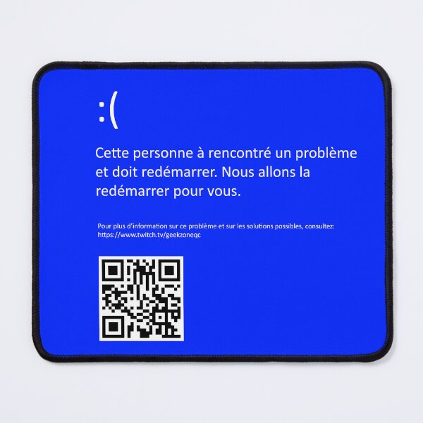 Item preview, blue screen of death designed and sold by GeekZoneQc.