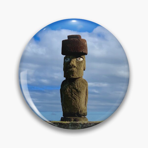 Item preview, Rapa Nui - top knot on Moai with coral eyes on Easter Island designed and sold by renprovo.