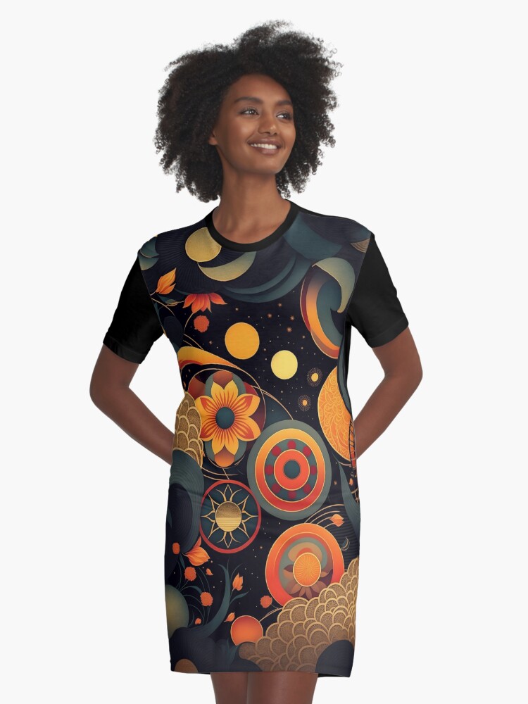 Thumbnail 1 von 5, T-Shirt Kleid, Flowers and Stars designt und verkauft von leviatansworks.