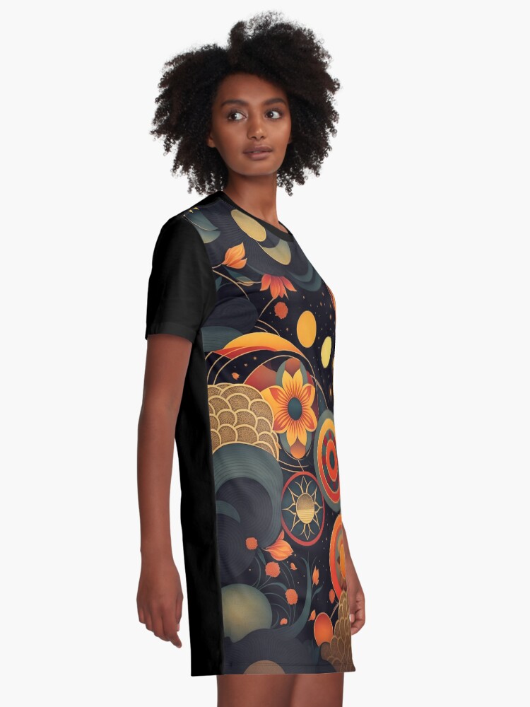 Thumbnail 2 von 5, T-Shirt Kleid, Flowers and Stars designt und verkauft von leviatansworks.