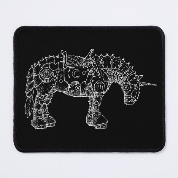 Item preview, Armoured mechanical Unicorn (Clydesdale) - WHITE LINEART designed and sold by Sam Deacon Art.