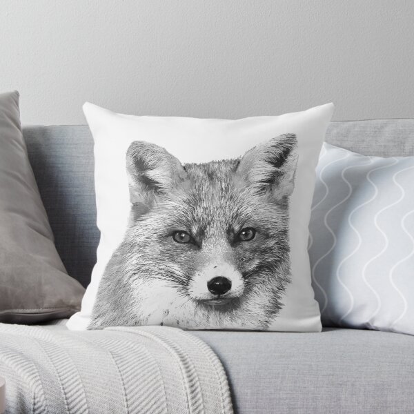 Schwarz-Weiß-Fuchs Dekokissen