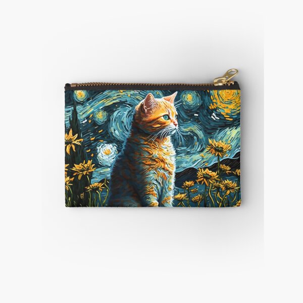 Item preview, Ginger Cat Starry Night, Cute Ginger Kitty amongst the sunflowers, looking at the starry night sky designed and sold by Orianah.
