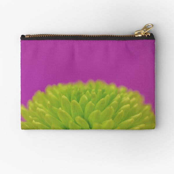 Green Button Spray Chrysanthemum Zipper Pouch