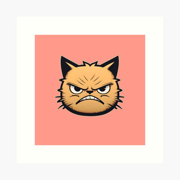 Mad Cat Angry Hissing or Coughing Cat Poster Print Paper OR Wall Vinyl