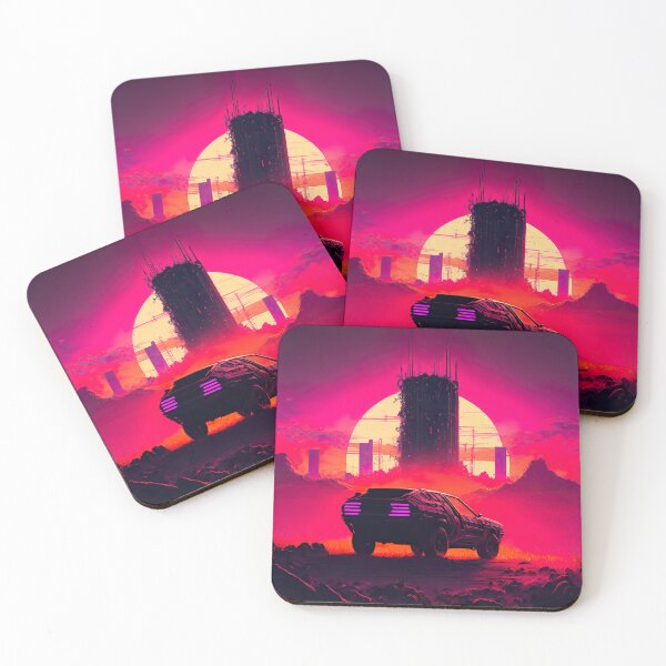 Item preview, Dystopian Cyberpunk City And Retro Futuristic Car In Synthwave Aesthetic designed and sold by Nightarcade.