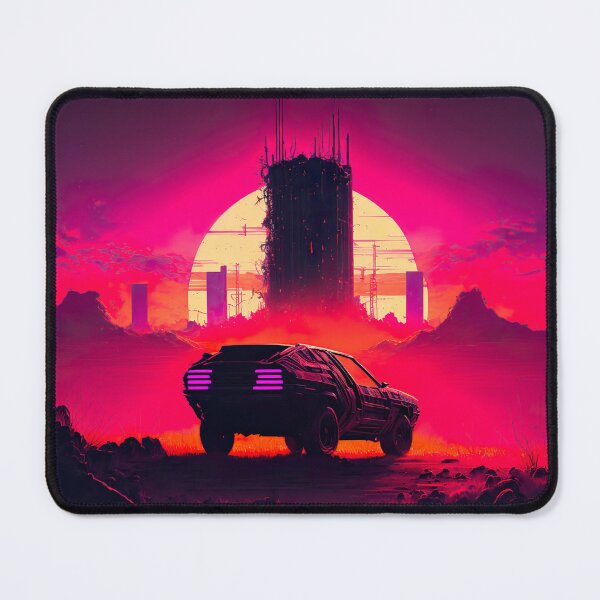 Item preview, Dystopian Cyberpunk City And Retro Futuristic Car In Synthwave Aesthetic designed and sold by Nightarcade.