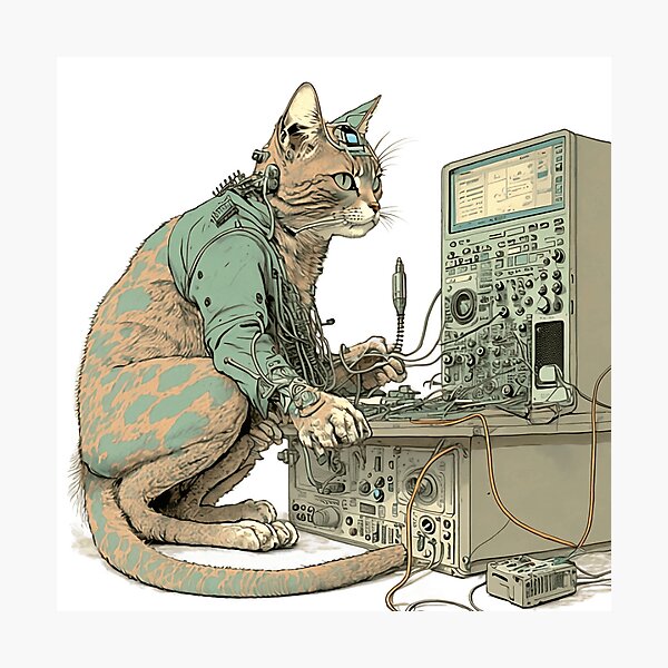 Futuristic Bio Steampunk Cat No Background Photographic Print