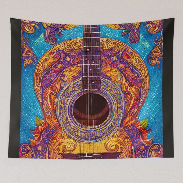 Item preview, Acoustic Guitar Ornate Portrait Oil Painting Style Digital Art designed and sold by redjaygraphics.