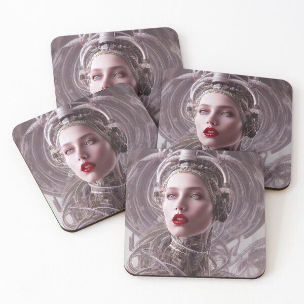 Item preview, Portrait of a beautiful cyborg woman face - self portrait of an AI designed and sold by ArtCreator2023.