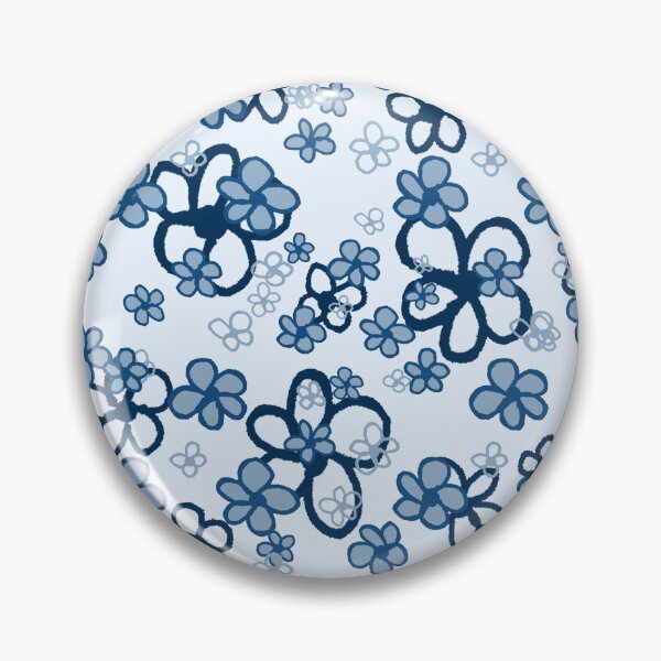 Item preview, Wildflower Meadow Hand Drawn Blue on Blue Pattern designed and sold by Blue Daisy Studio.