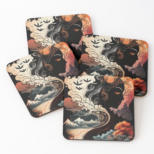 Item preview, Fantasy asian landscape with woman face designed and sold by loucaski.