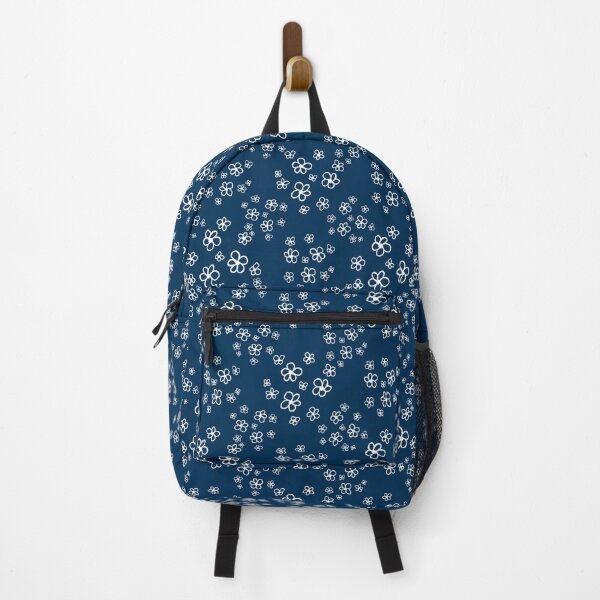 Item preview, Retro Wildflower Daisy Meadow Hand Drawn White on Navy Blue Pattern designed and sold by Blue Daisy Studio.