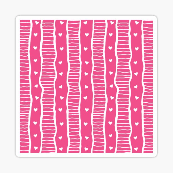 Pink Striped Heart Pattern Sticker