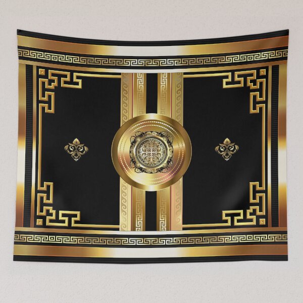 Item preview, Black Gold Medallion Baroque Large Greek Key designed and sold by Yiorgos Designs.
