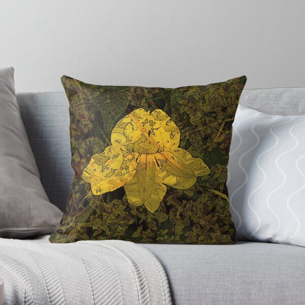 Goodenia Flower on Moss Throw Pillow
