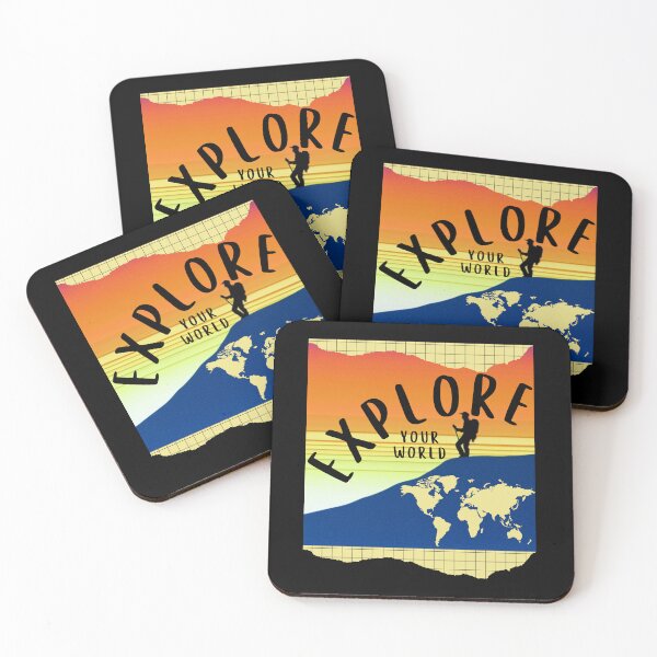 Item preview, Explore Your World Graphic Design with Sunset and World Outline designed and sold by tranquilbeach.