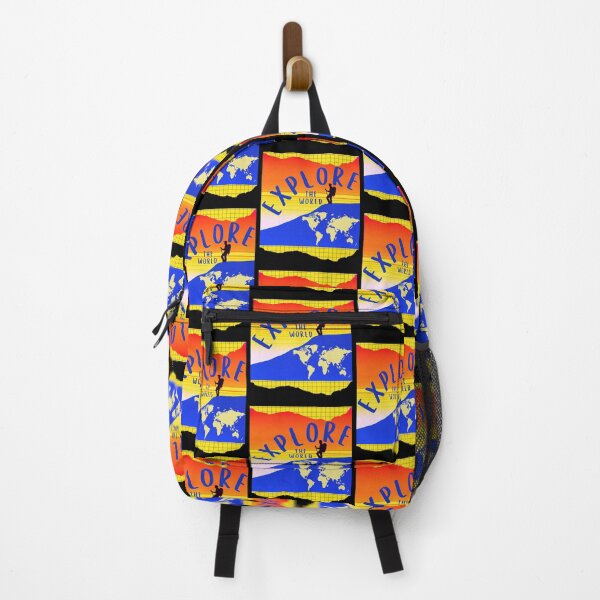 Item preview, Explore Your World Graphic Design with Sunset and World Outline in Yellow designed and sold by tranquilbeach.