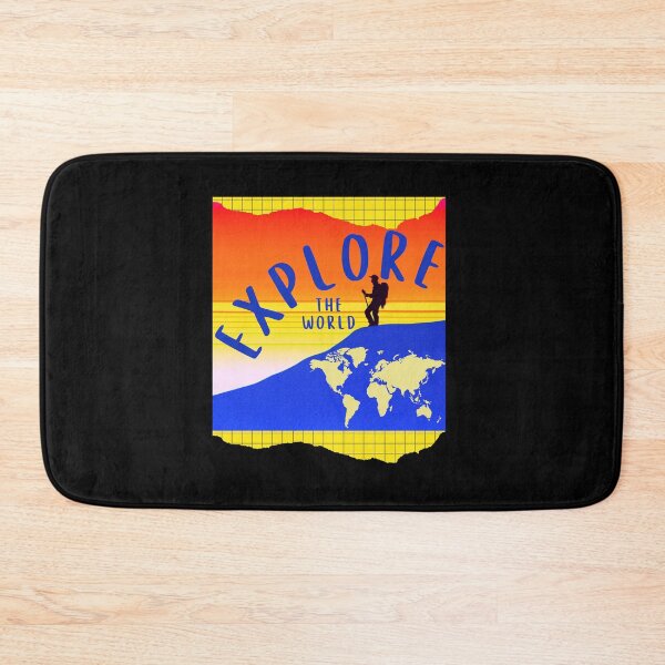 Item preview, Explore Your World Graphic Design with Sunset and World Outline in Yellow designed and sold by tranquilbeach.